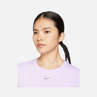 Nike One Classic Women's Dri-FIT Short-Sleeve Top -Lilac Bloom/Black