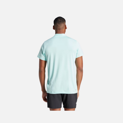 Adidas Club Henley Men's Tennis T-shirt -Semi Flash Aqua