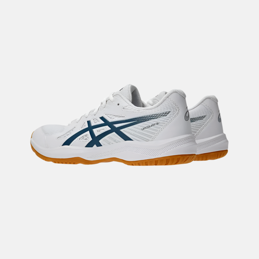 Asics UPCOURT 6 Men's Badminton Shoes -White/Vintage Indigo