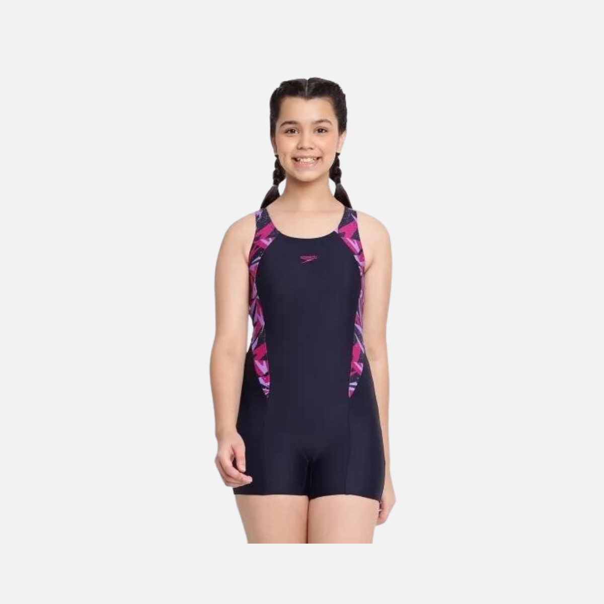 Speedo Kids Girls Hyperboom Splice Mback Legsuit -Navy/Berry