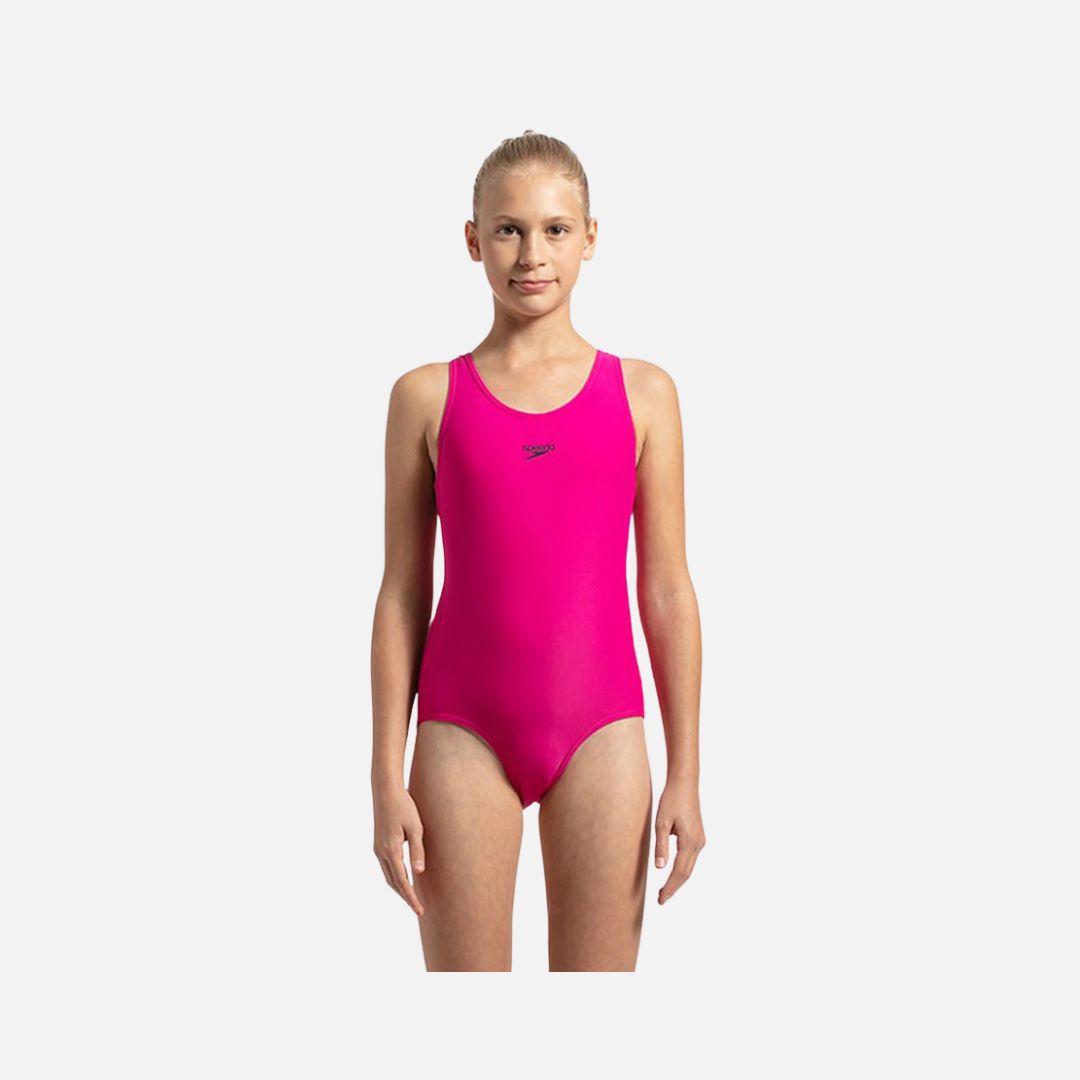 Speedo Girl's Endurance 10 Lycra Racerback Swimwear - Electric Pink & True Navy