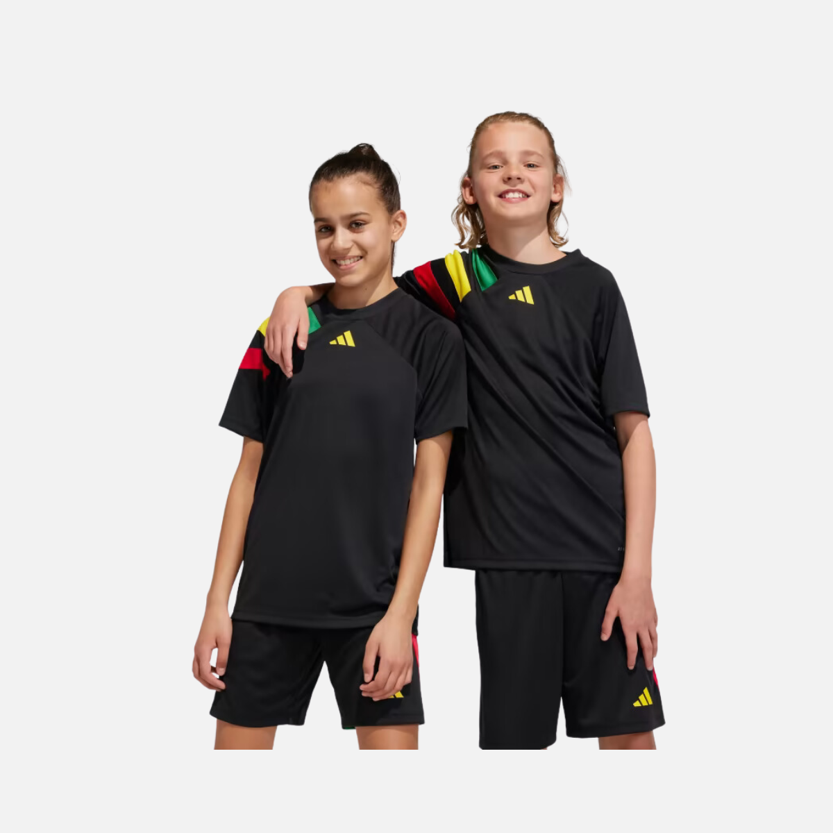 Adidas Fortore 23 Kids Unisex Jersey (5-16 Years) -Black/Team Green/Team Yellow/Team Collegiate Red