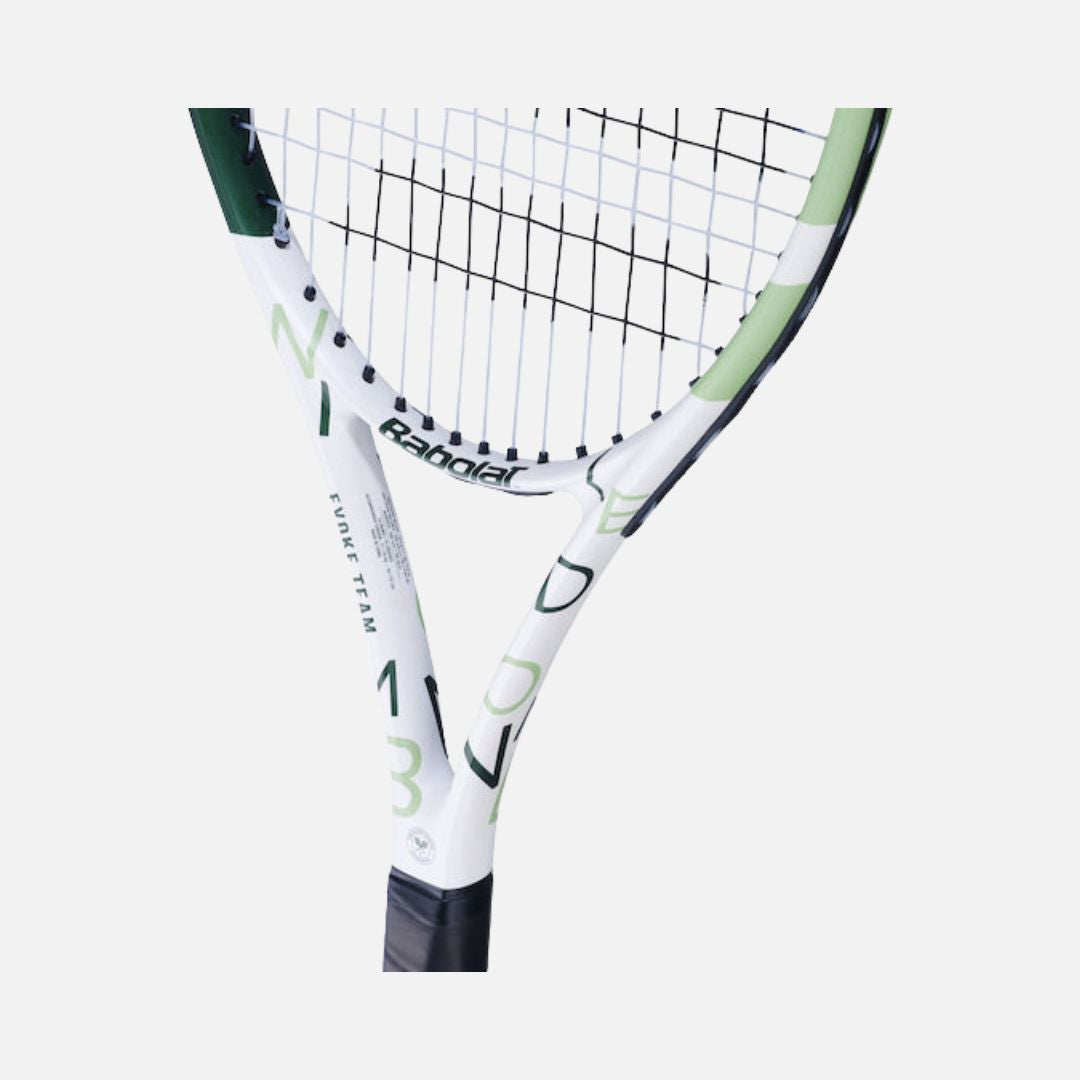 BABOLAT EVOKE TEAM WIM TENNIS RACQUET WHITE/GERRN - STRUNG