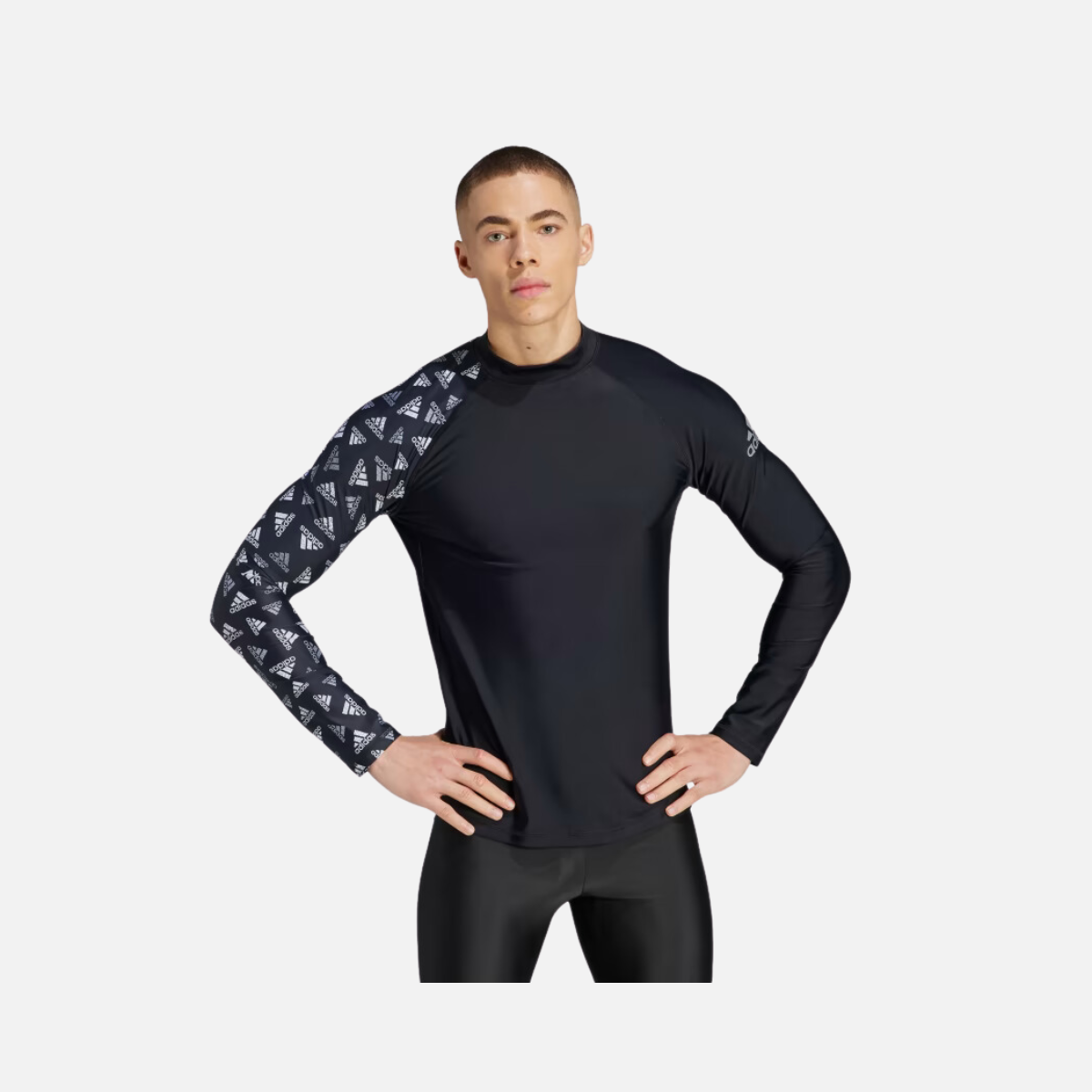 Adidas Long Sleeve Men's Swim Rash Guard -Black