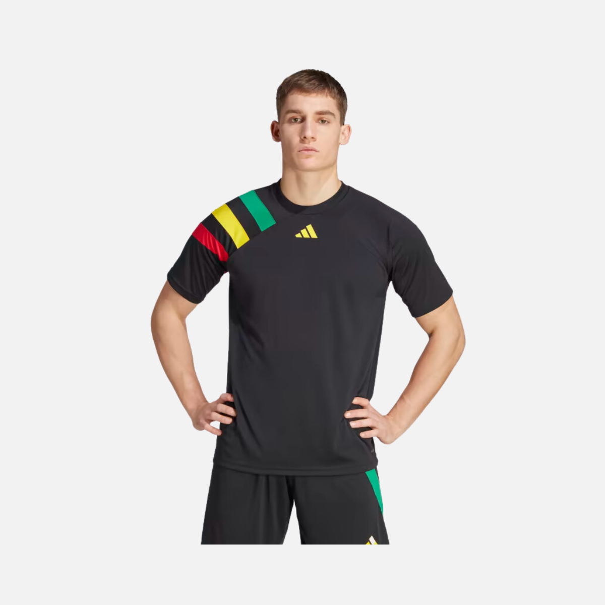 Adidas FORTORE 23 Men's Football Jersey -Black/Team Green/Team Yellow/Team Collegiate Red