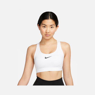 Nike Swoosh Medium-Support Padded Women's Sports Bra -White/Stone Mauve/Black