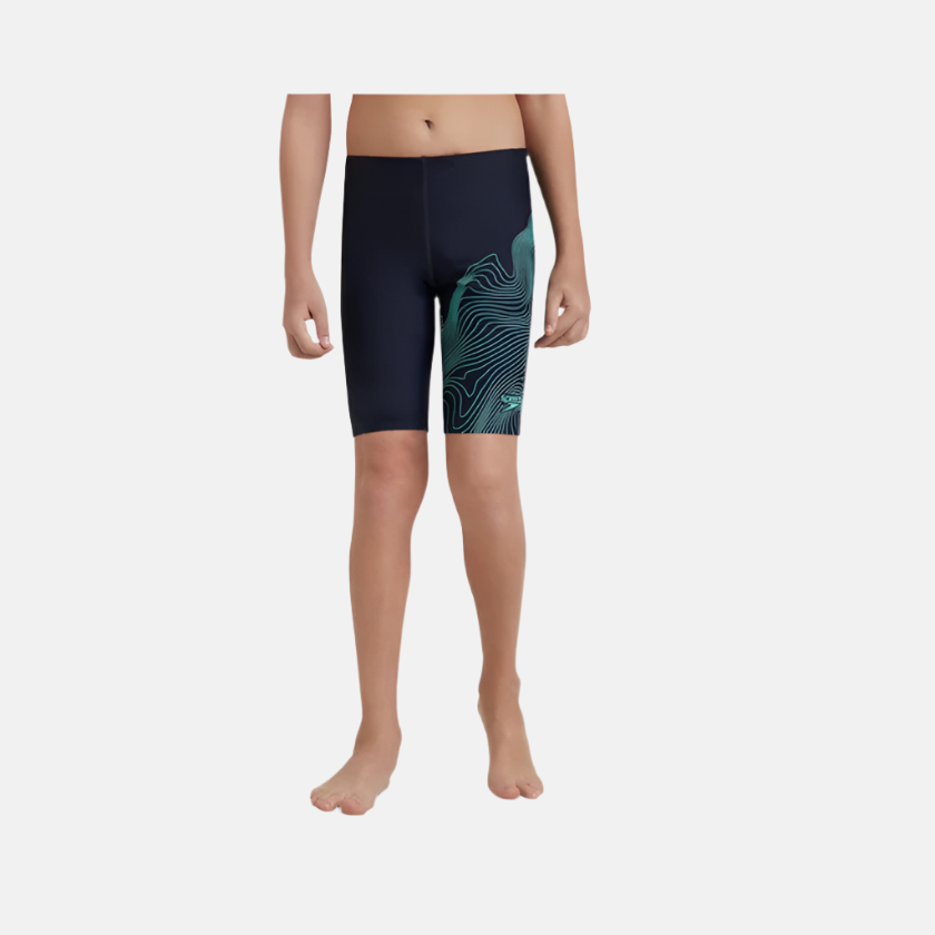 Speedo Endurance10 Tide Print Sports Gala Logo Boy's Jammer -True Navy/Arctic Glass