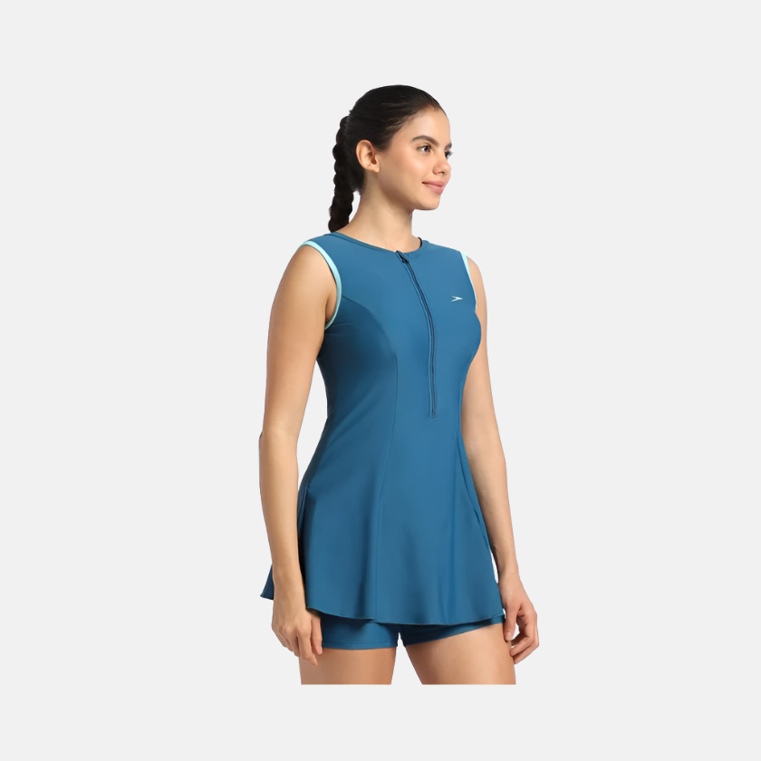 Speedo Closedback Swimdress With Boyleg Women's Swimsuit -Darkteal/Marineblue