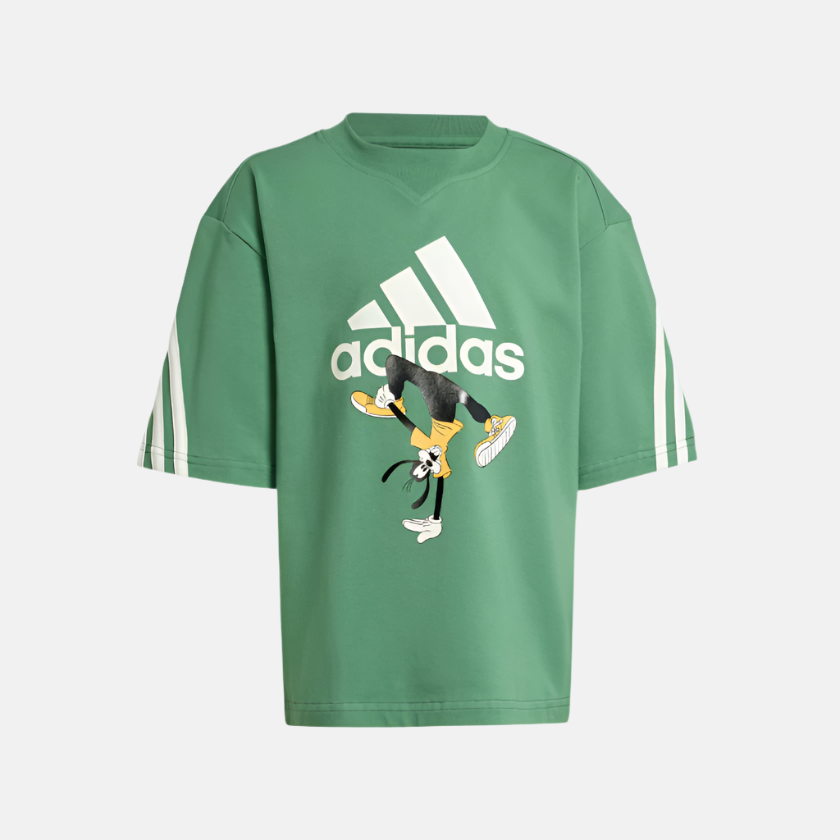 Adidas Disney Mickey Mouse Kids Unisex T-shirt (1-8 Years) -Preloved Green / Off White