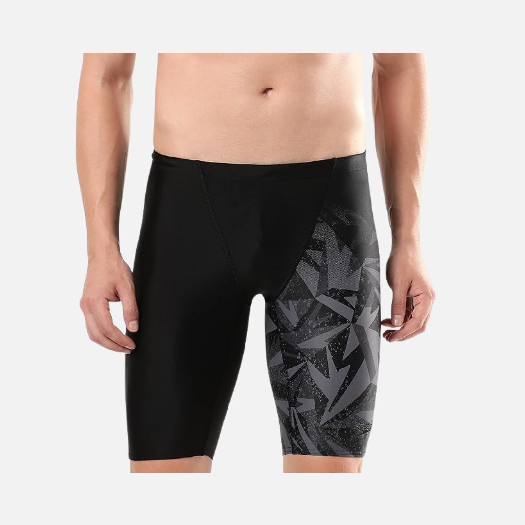 Speedo Men's Endurance 10 Hyperboom V Cut Jammer - Black & Oxid Grey