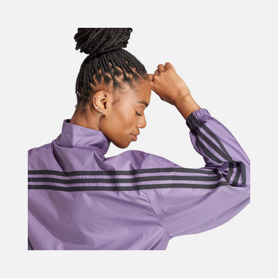 Adidas Future Icons 3 Stripes Woven 1/4 Zip Women Jacket -Shadow Violet