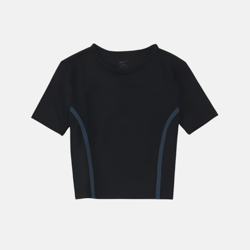 Nike One Fitted Dri-FIT Women's Short-Sleeve Top -Black/Armory Navy