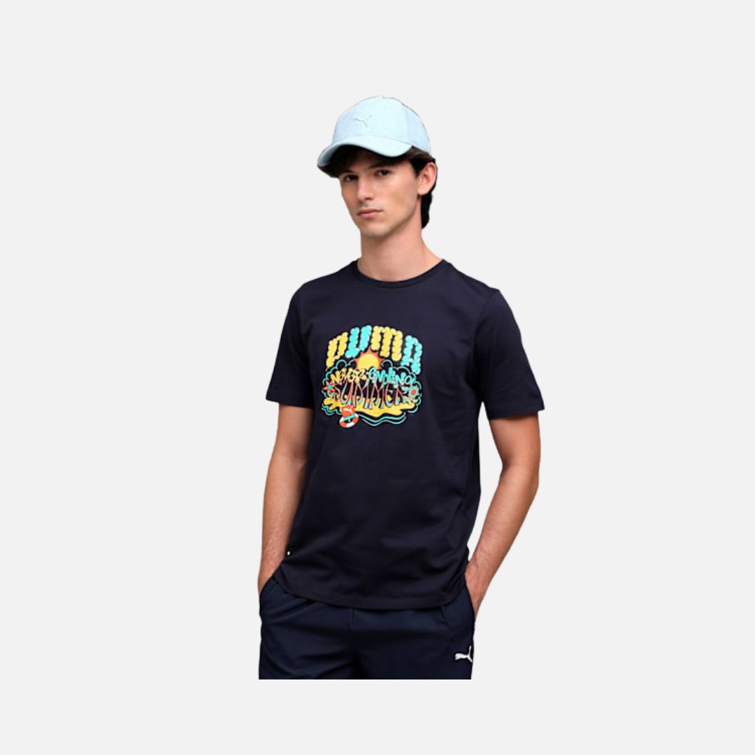 Puma Men's Graphic Front Print Tee NEW NAVY