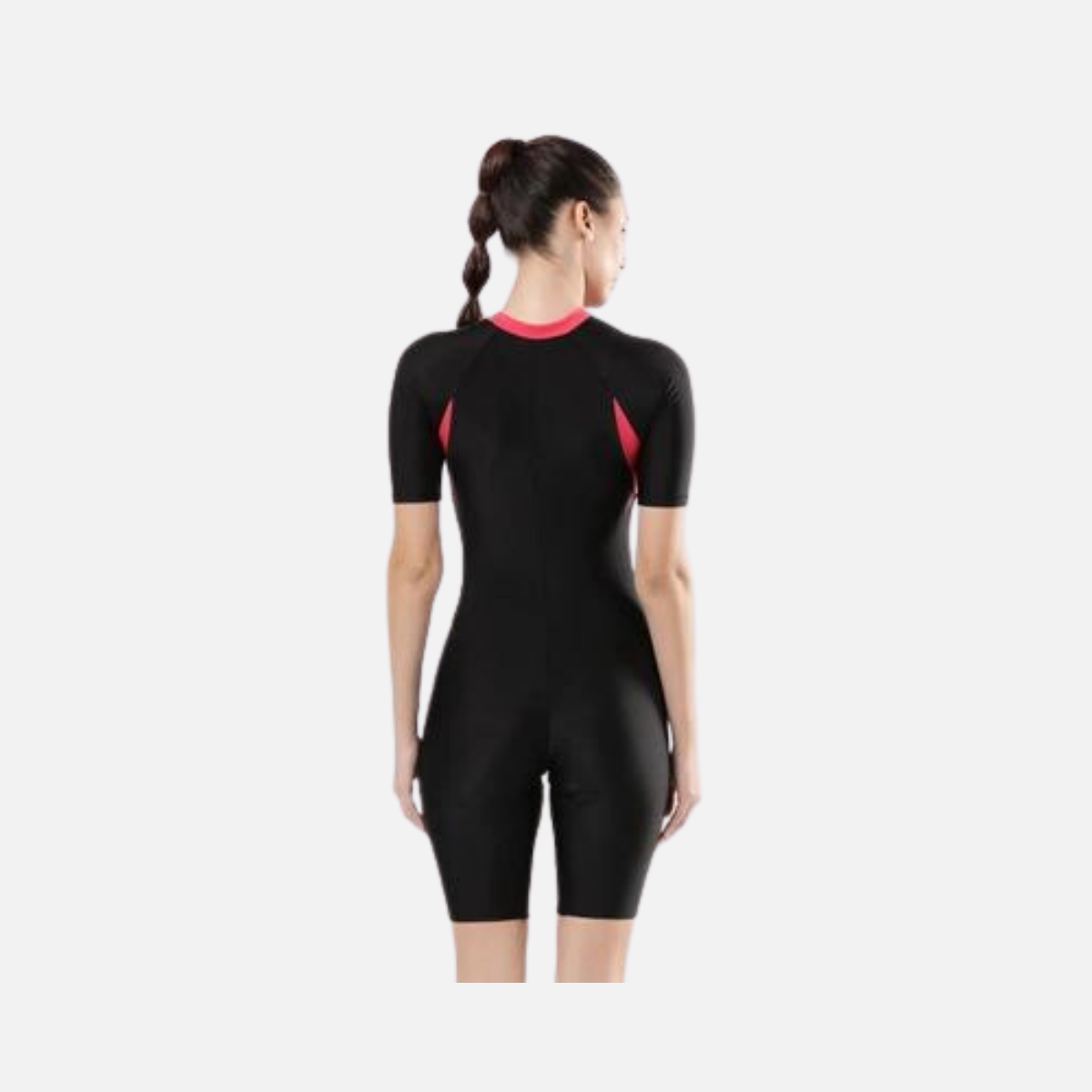 Speedo Essenial Panel Kneesuit Women's Swimsuit -BLACK/RASPBERRYFILL