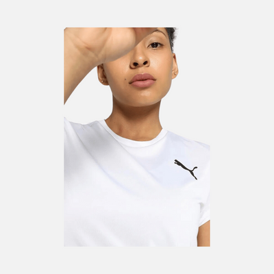 Puma Solid Polyester Round Neck Women's T-Shirt -White