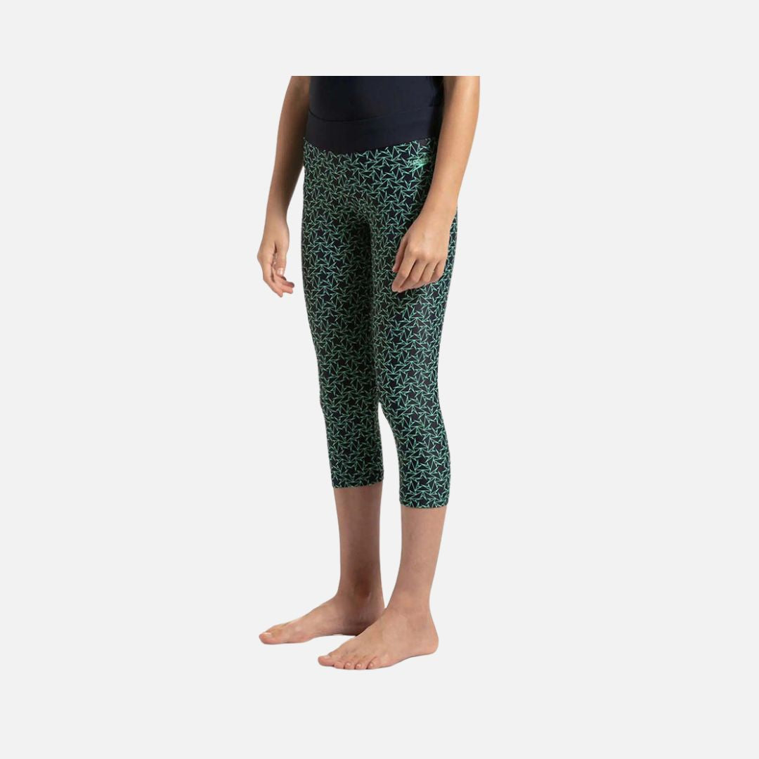 Speedo Girl's Endurance 10 Boomstar Printed Active Capri - True Navy & Green Glow
