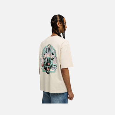 Puma Graphic Printed Men's Boxy Cotton T-shirt-Alpine Snow