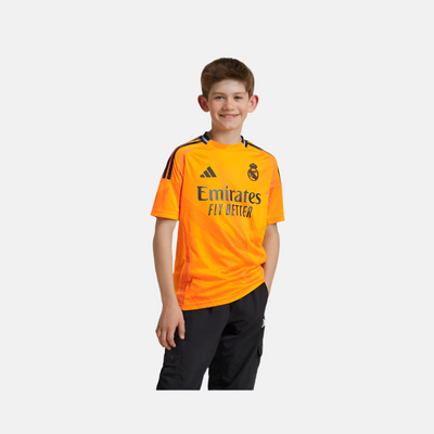 Adidas kids Real Madrid 24/25 Away Kids Boy Football Jersey (7-16Year) -Crew Orange