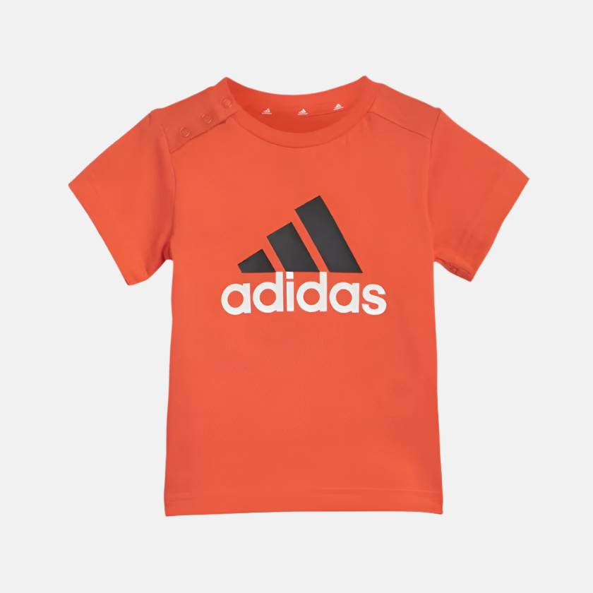 Adidas Essentials Organic Kids Unisex T-shirt And Shorts Set (6-4Year) -Bright Red/Black