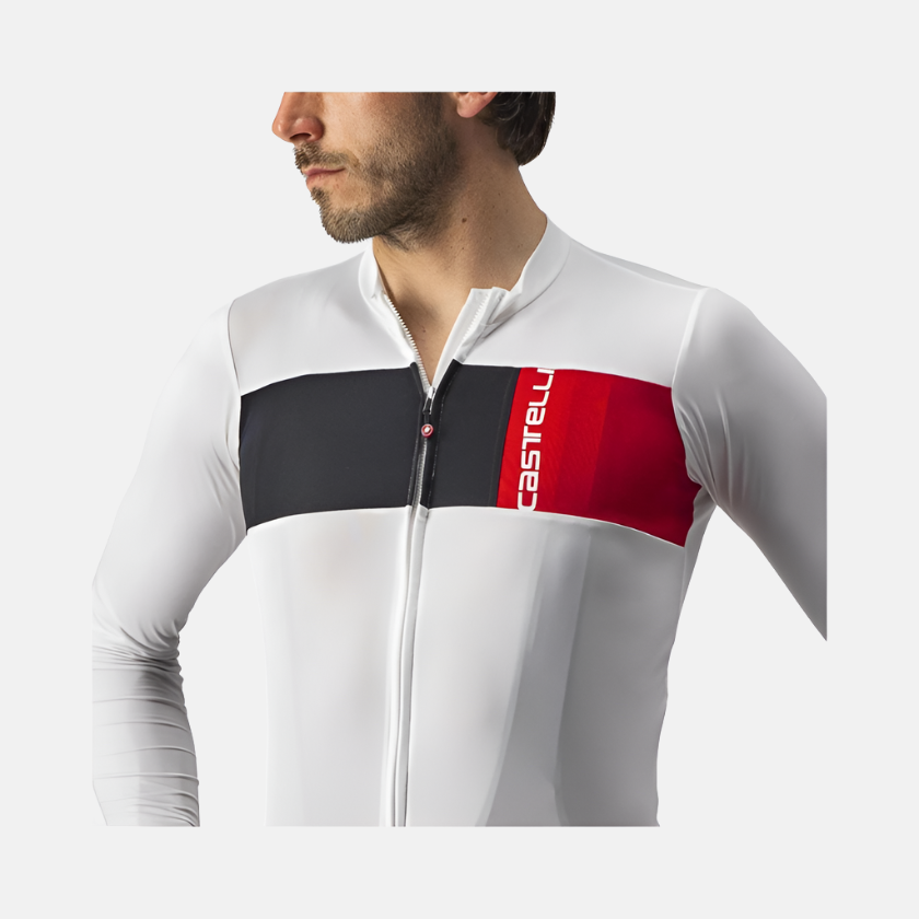 Castelli Prologo Long Sleeve Mens Cycling Jersey -Ivory/Light Black/Red