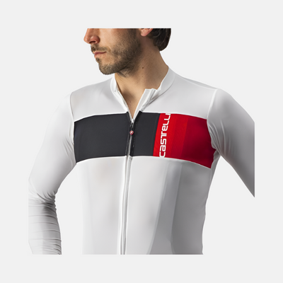 Castelli Prologo 7 Long Sleeve Mens Cycling Jersey -Ivory/Light Black/Red