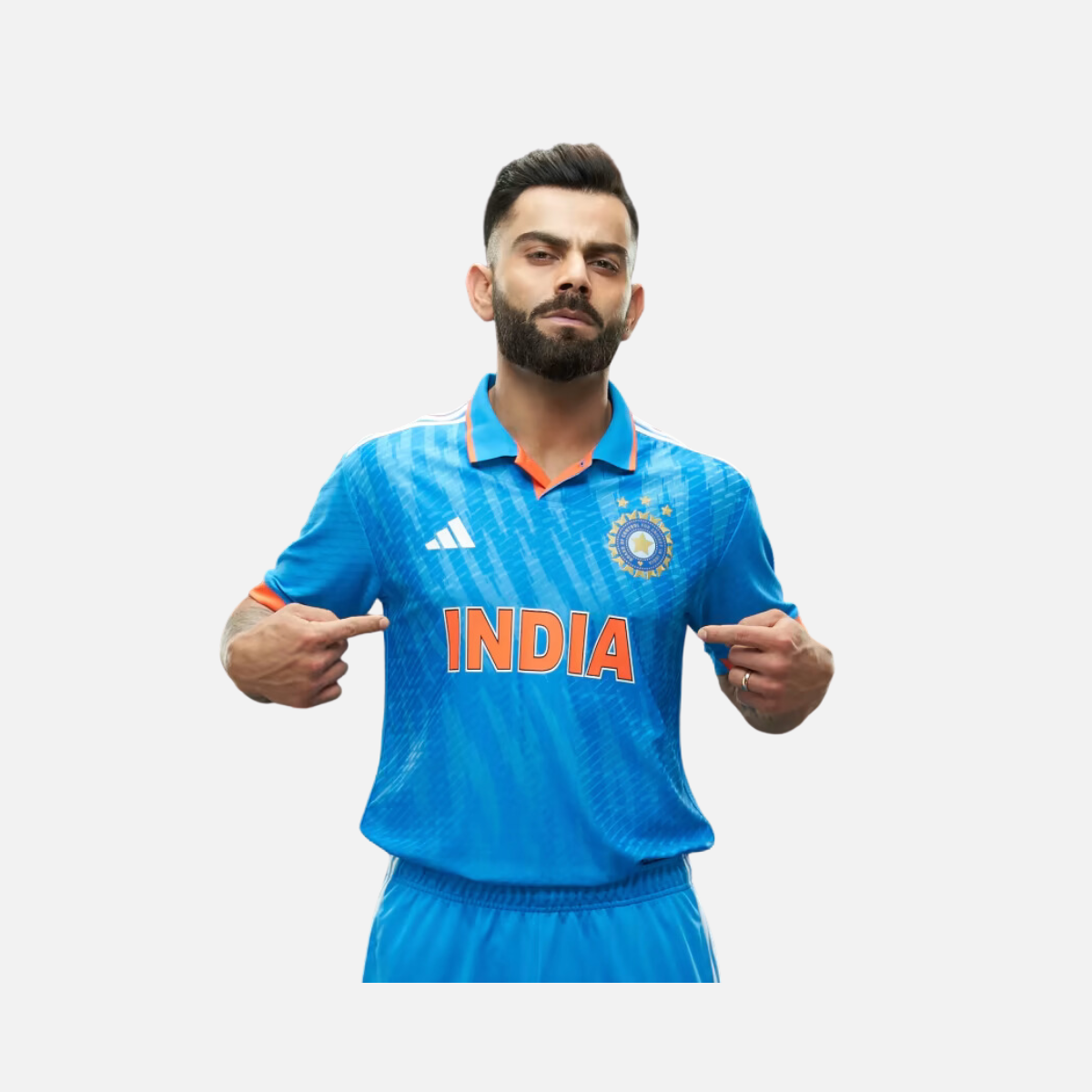Adidas India Cricket Official Odi Men's T-shirt -Bright Blue