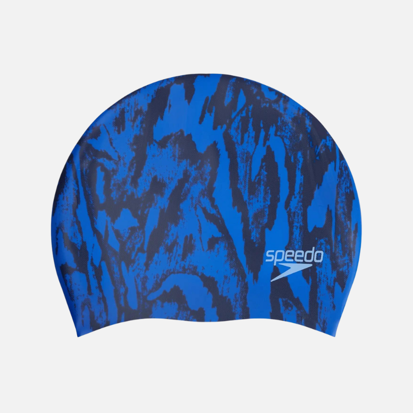 Speedo Printed Adult Long Hair Cap -Blue/Navy