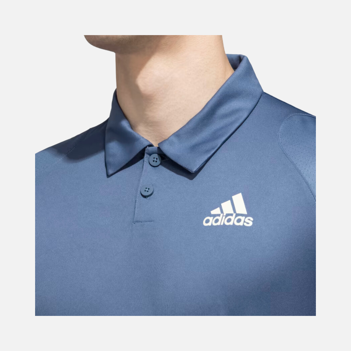 Adidas 3 Stripes Polo Men's Tennis T-shirt -Wonder Steel