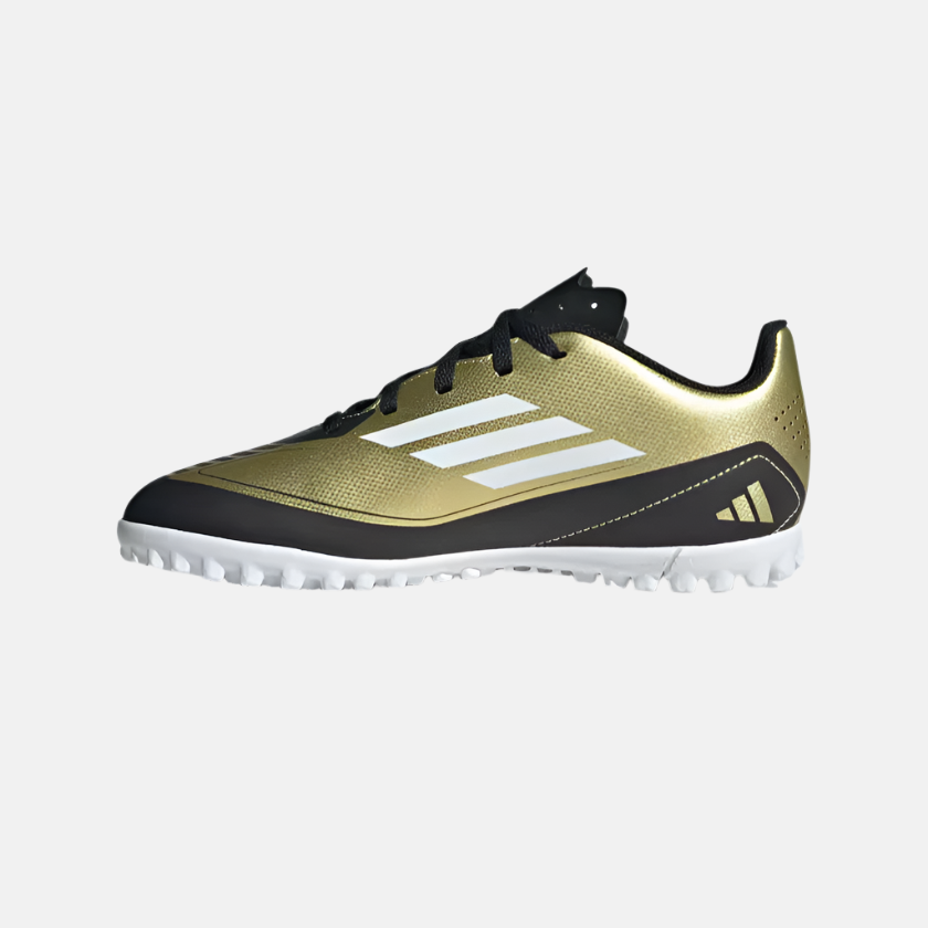 Adidas Messi F50 Club Turf Kids Unisex Football Shoes (8-14 Year) -Gold Metallic/Cloud White/Core Black