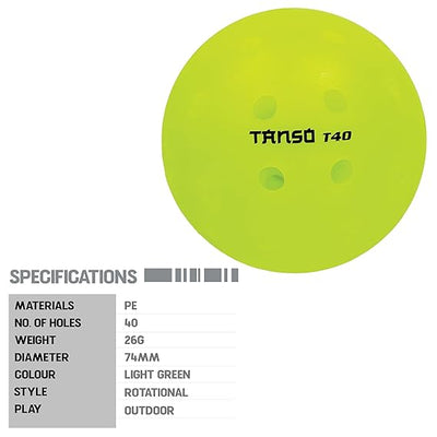 Tanso T40 Pickleball Balls -Light Green