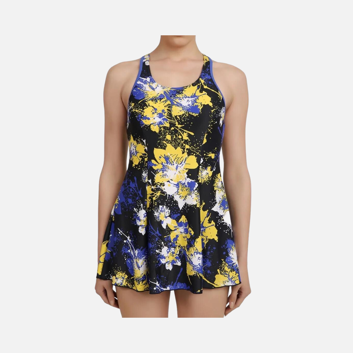 Speedo Allover Print Racerback Women's Swimdress -Navy/Deep Peri