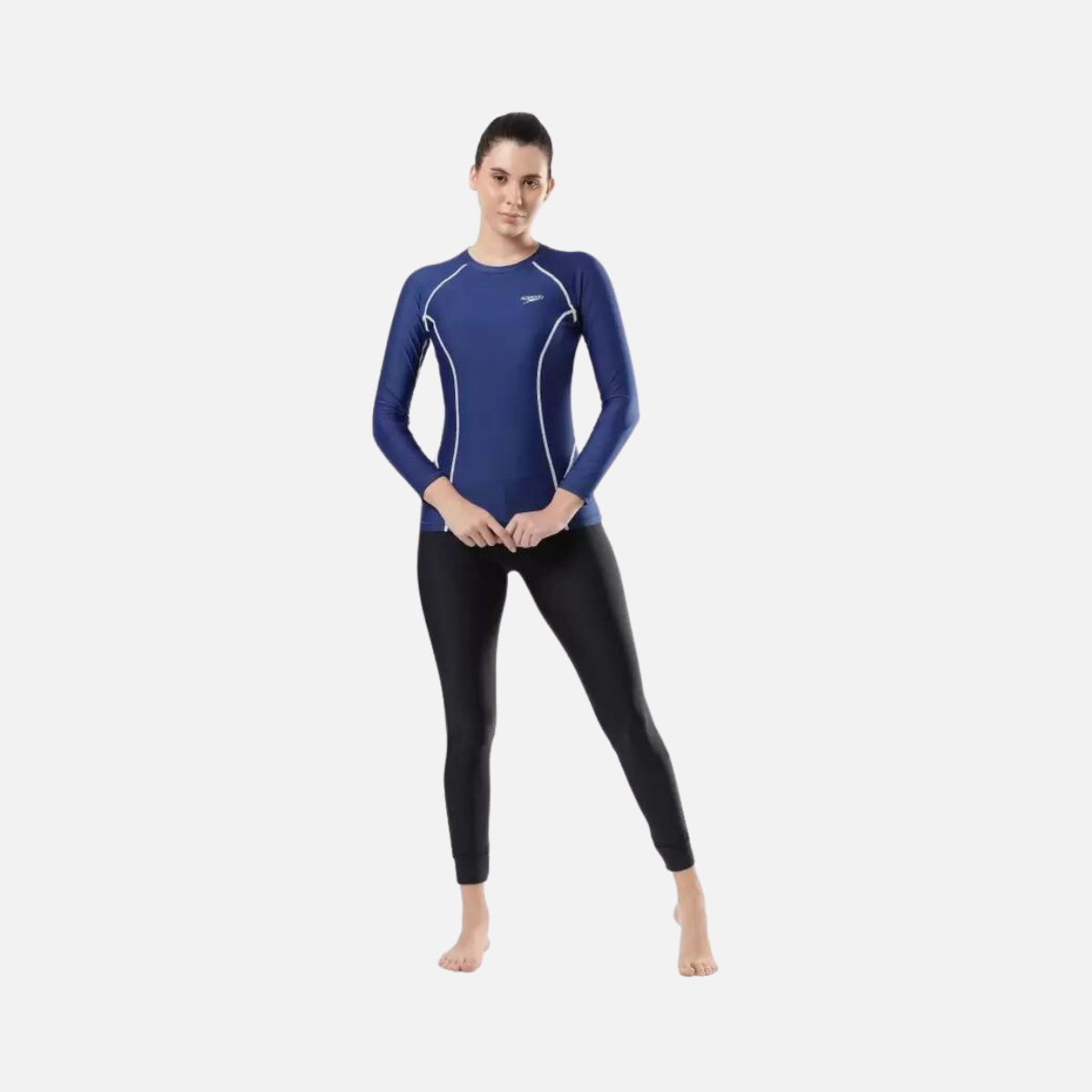 Speedo Solid Long Sleeve RashTop Women Swim-dress -Ammonite / Aquarium