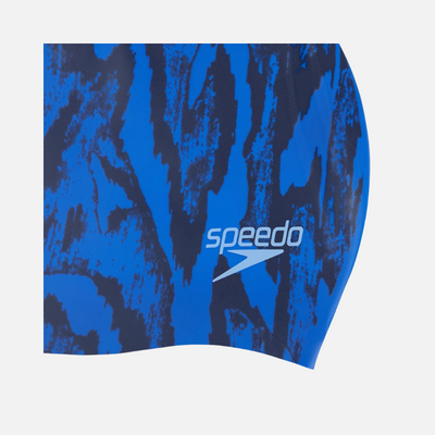 Speedo Printed Adult Long Hair Cap -Blue/Navy