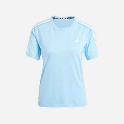 Adidas Own The Run 3 Stripes Women's Running T-shirt -Blue Blink