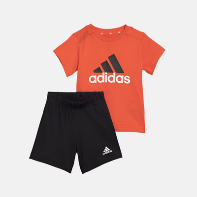 Adidas Essentials Organic Kids Unisex T-shirt And Shorts Set (6-4Year) -Bright Red/Black