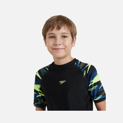 Speedo Boy's Endurance10 Hyperboom Print Short Sleeve Suntop