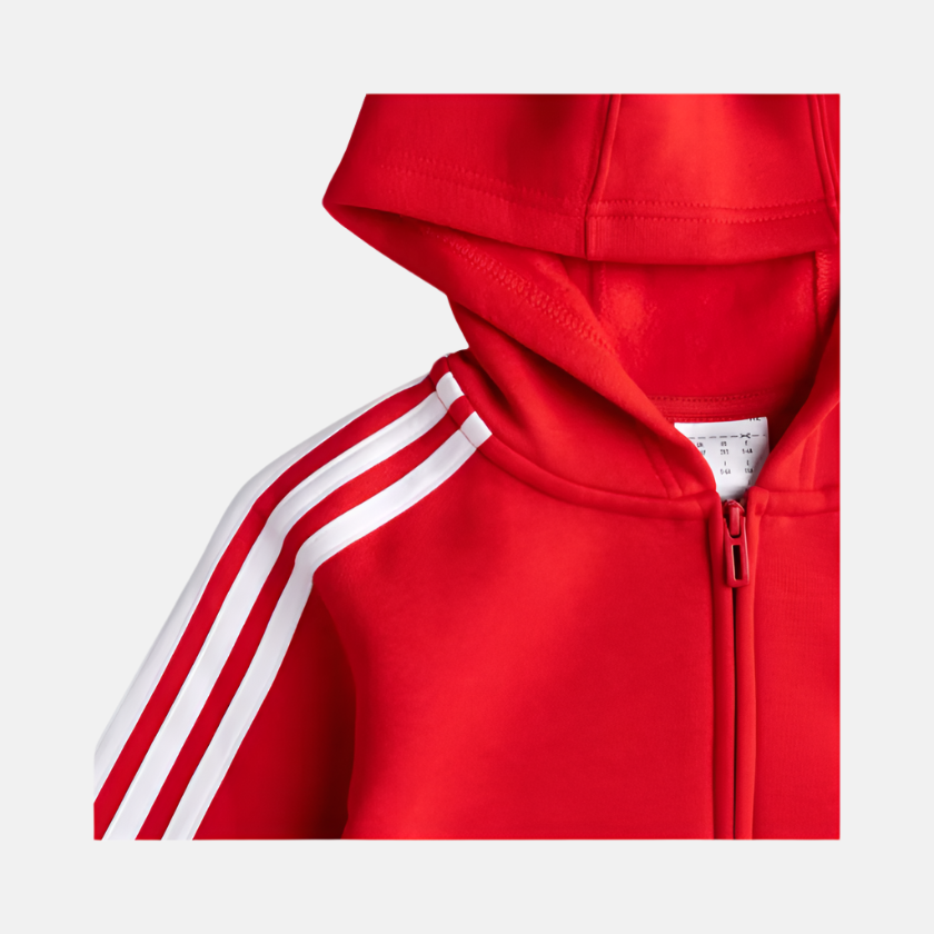 Adidas B 3S FL FZ Kids Girl Hoodie (16 Years)-Better Scarlet