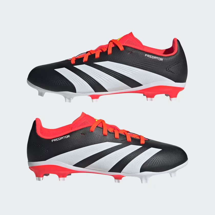 Adidas Predator 24 League Firm Ground Soccer Kids Unisex Shoes (4-7Year) -Core Black/Cloud White/Solar Red