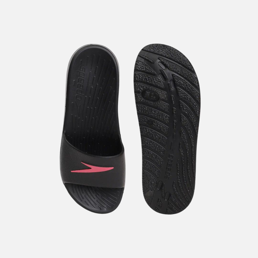 Speedo Women's Single Colour Slides - Black & Raspberry Fill