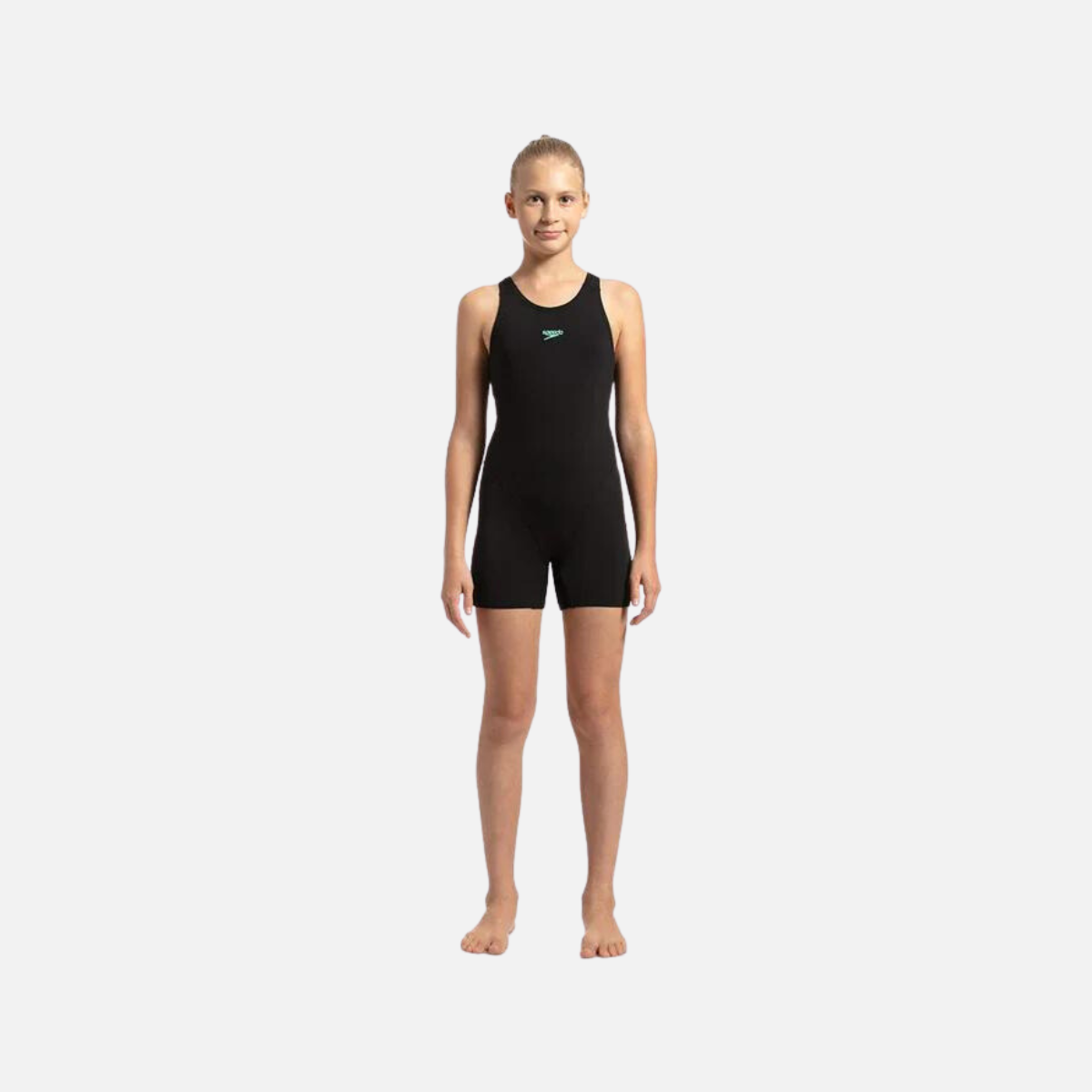 Speedo Girl's Essential Endurance+ Legsuit -Black/Green Glow