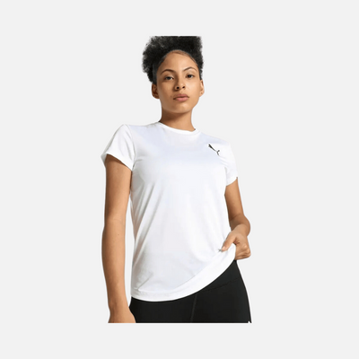 Puma Solid Polyester Round Neck Women's T-Shirt -White