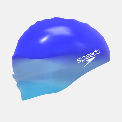 Speedo Chlorine Resistant Silicon Swim Adult Unisex Cap -Black/Blue