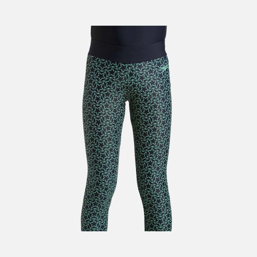 Speedo Girl's Endurance 10 Boomstar Printed Active Capri - True Navy & Green Glow