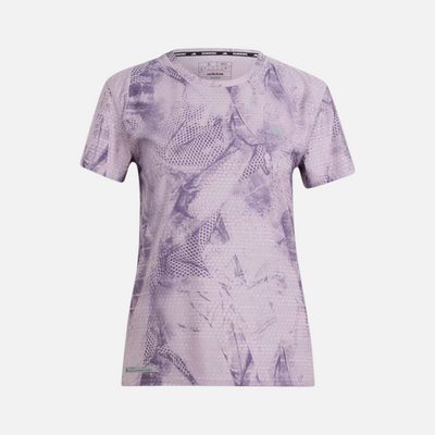 Adidas Ultimate Allover Print Women's Running T-shirt -Preloved Fig/Ash Purple S15-St