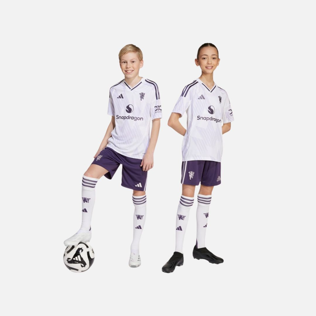 ADIDAS Manchester United 25/26 Away Shorts Kids Aurora Plum