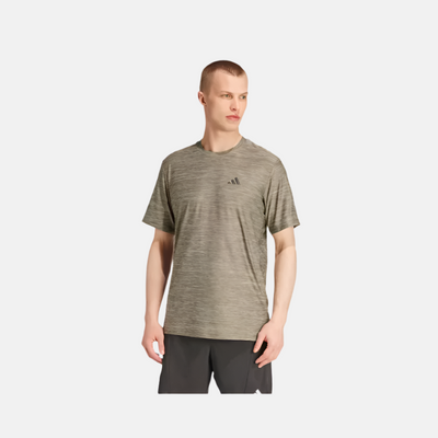 Adidas Train Essentials Stretch Men's Training T-shirt -Shadow Olive Mel. / Black