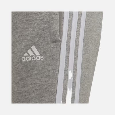 Adidas Essentials 3 Stripes Kids Unisex Pants (3-8 Years) -Medium Grey Heather/White