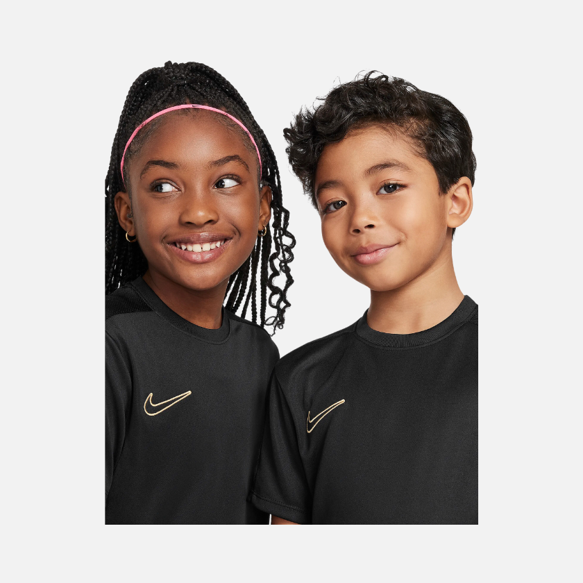 Nike Dri-FIT Academy23 Kids' Football Top -Black/Black/Metallic Gold