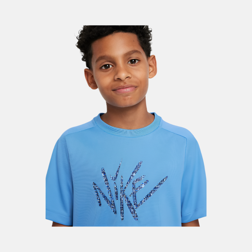 Nike Dri-FIT Multi Older Kid's Boy Short-Sleeve Top -Blue Beyond