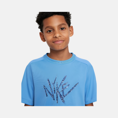 Nike Dri-FIT Multi Older Kid's Boy Short-Sleeve Top -Blue Beyond